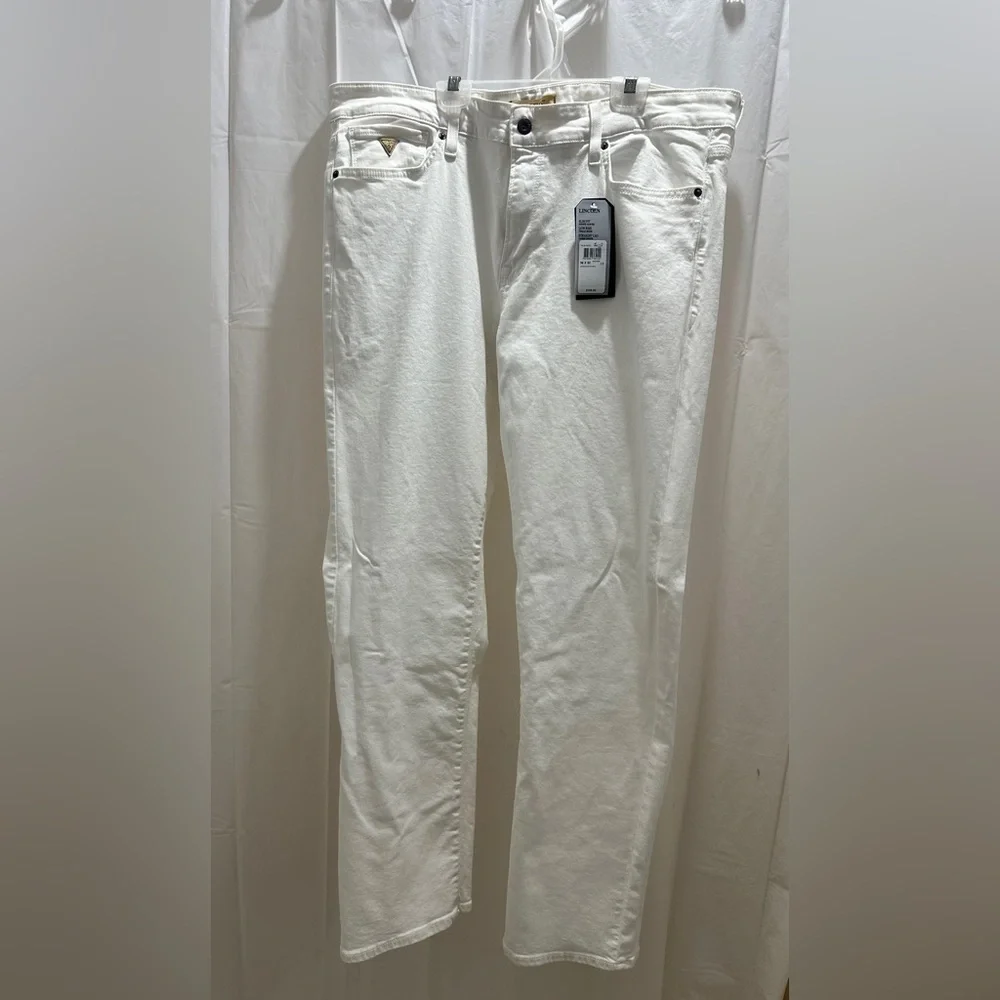 GUESS Men's White Straight Legs Jeans